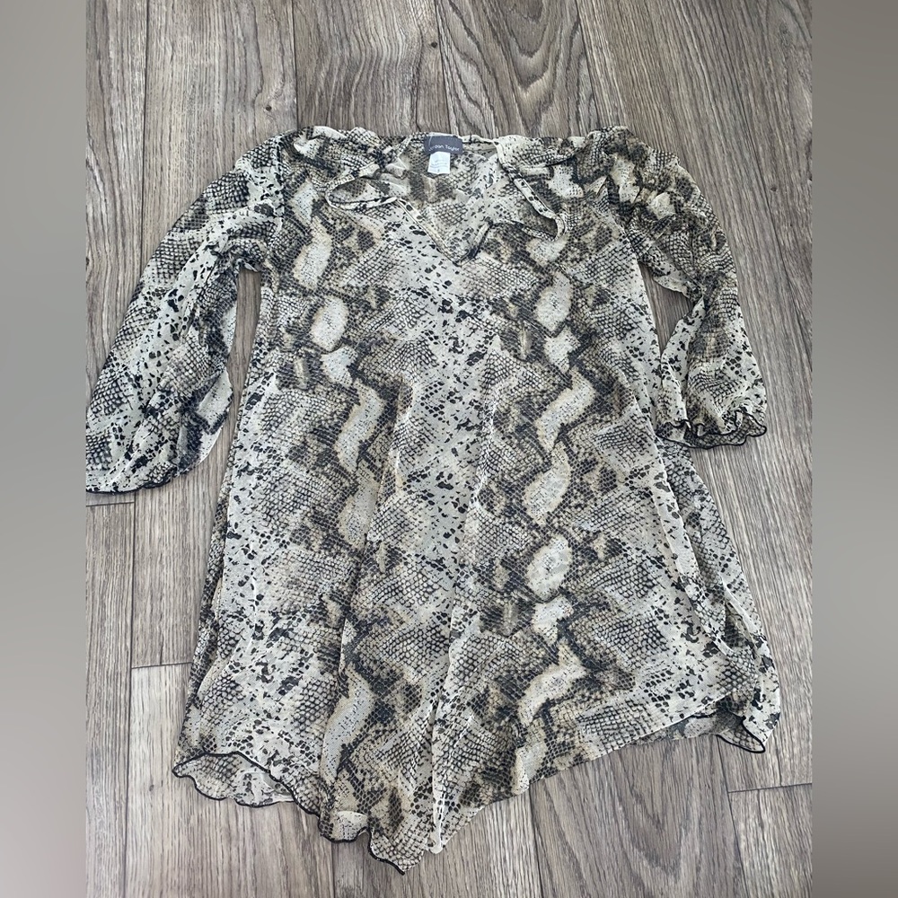 Mesh Snake print swim coverup
